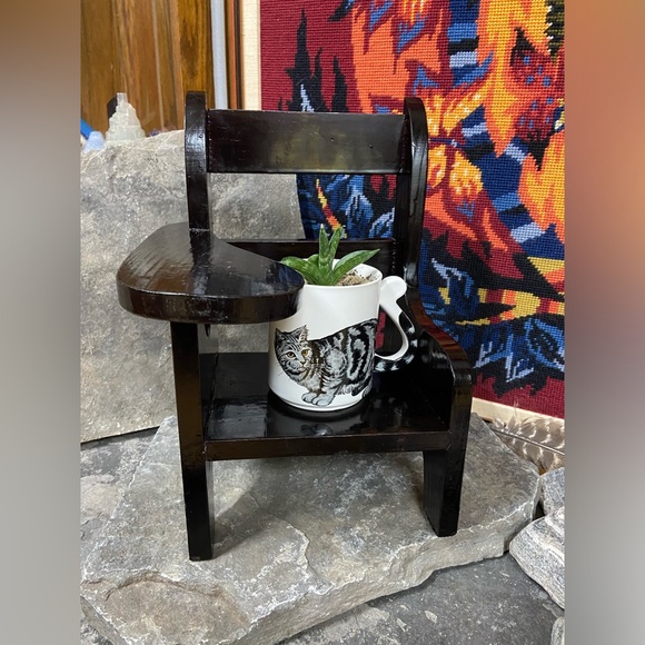 High Gloss Dark Brown Doll Chair Plant Stand/ Prop - Picture 1 of 12